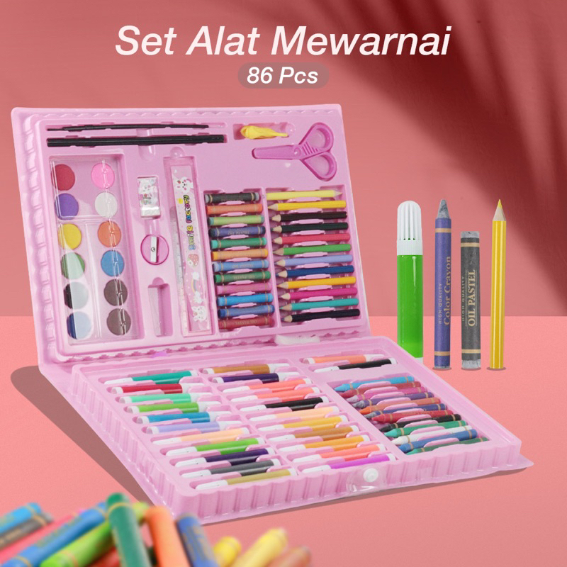 

Set Crayon 208 86 PC / Krayon Mewarna Alat Menggambar dan Mewarnai Anak