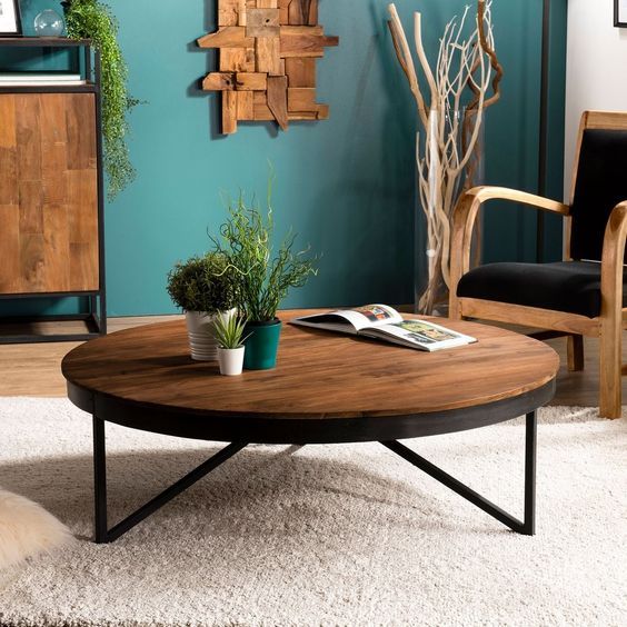 Meja Coffe Table Model Bundar Rangka Besi Kuwat