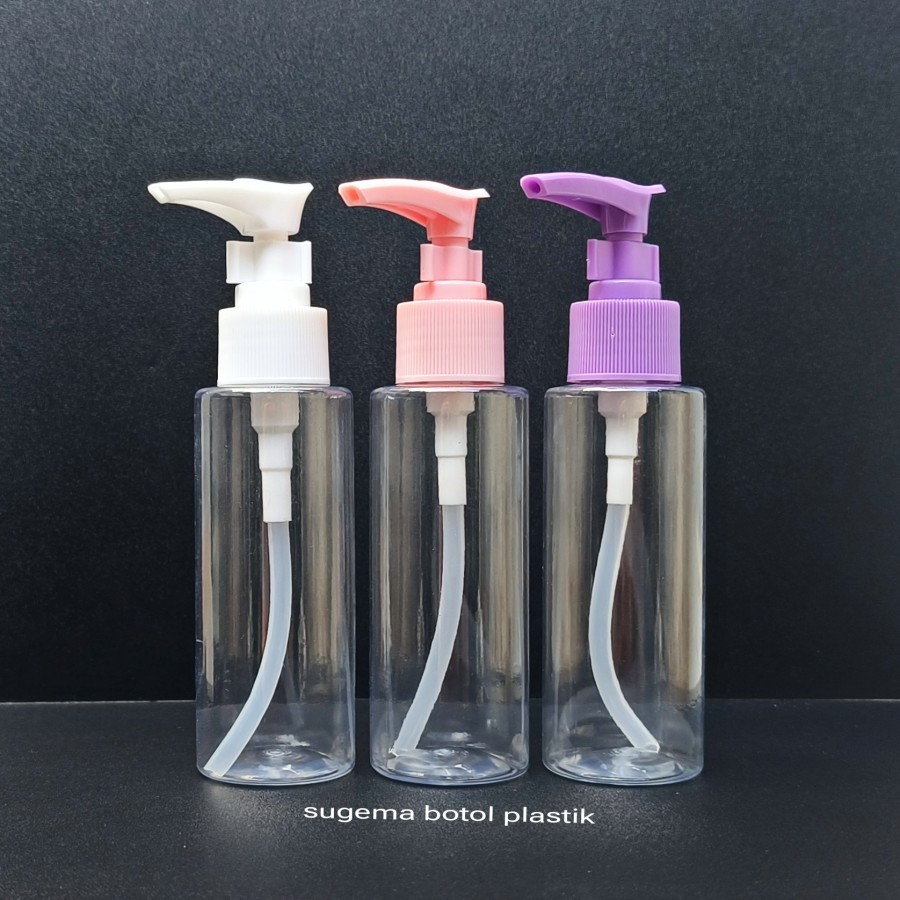 Botol Pump 100ml Rf Bening / Botol Plastik 100ml Pump Clip Lock Plastik