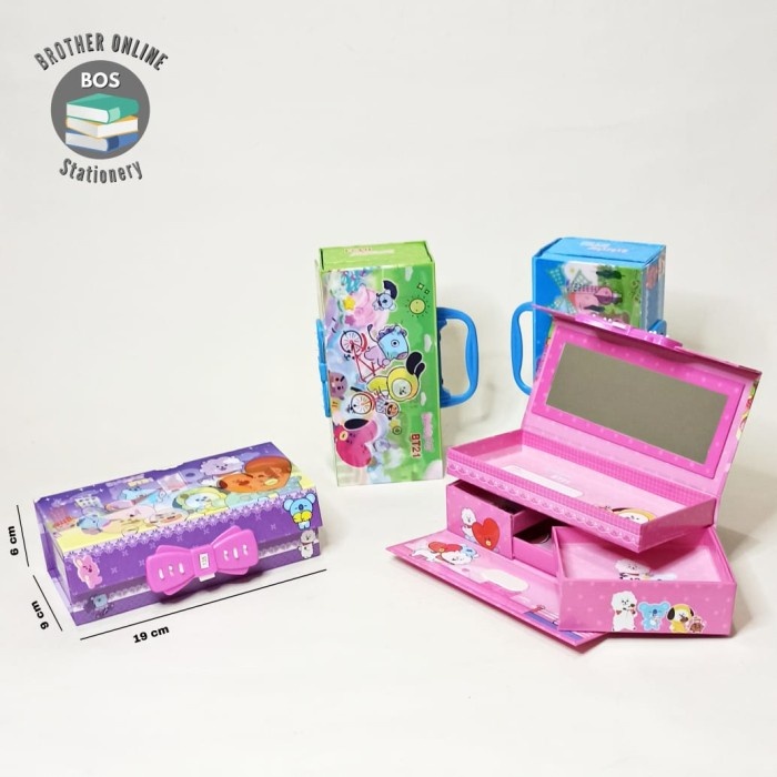 

Tempat penyimpanan Pencil, kartu dll Box 3 Dimensi pakai kunci