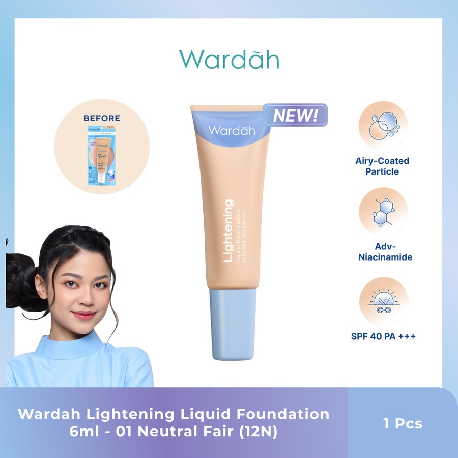 Wardah Lightening Liquid Foundation 6 ml - foundation wajah wardah - ORI BPOM