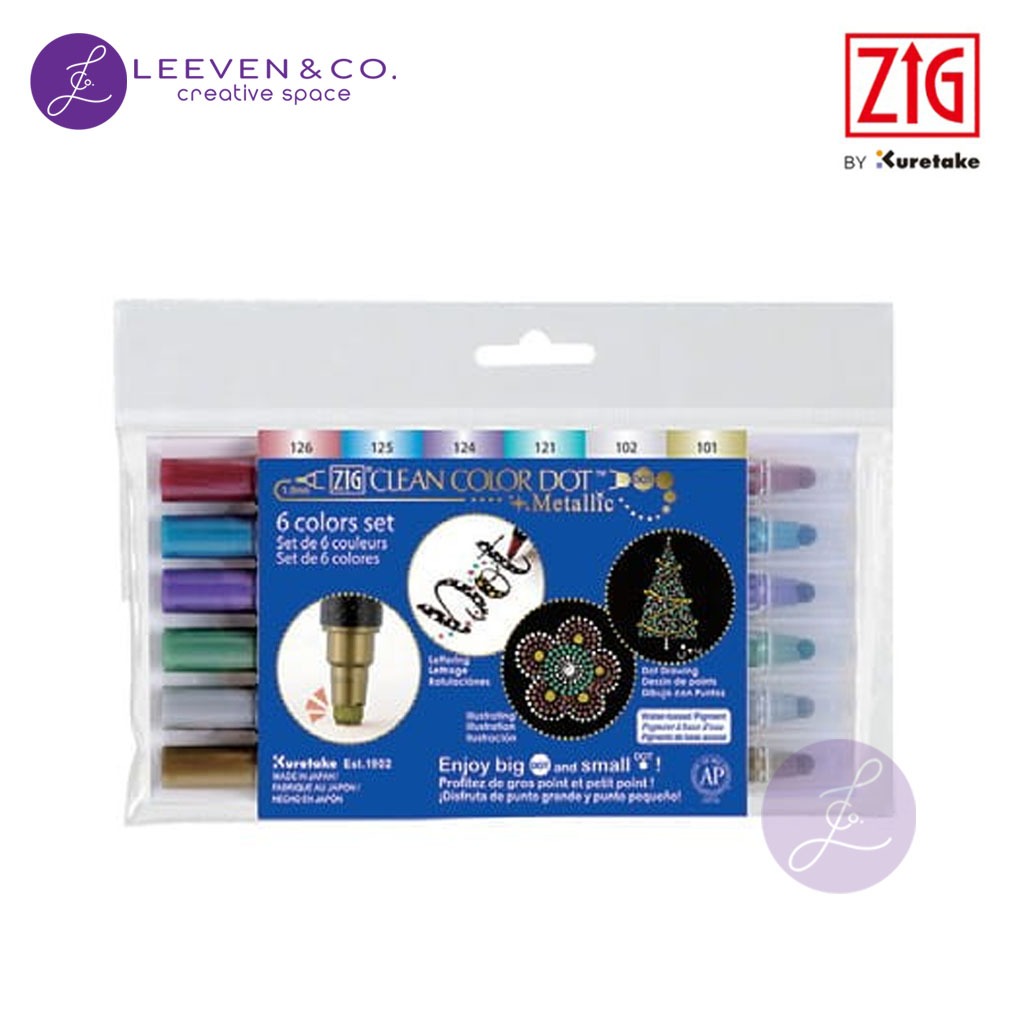 

ZIG KURETAKE CLEAN COLOR DOT METALLIC TC-8100/6V 6COLOR SET