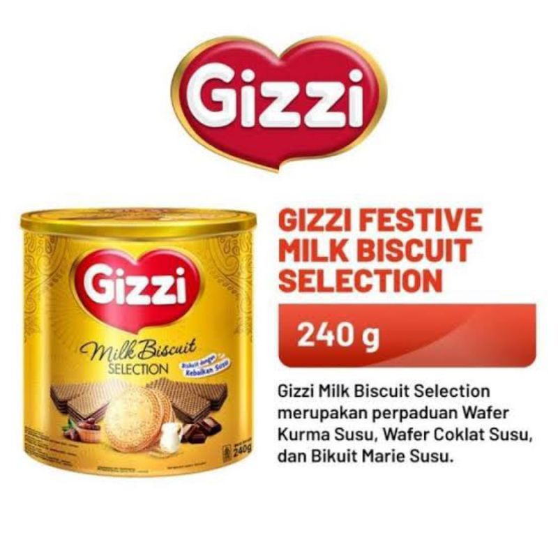

Gizzi Festive Wafer & Milk Biskuit Selection Tin | Kaleng - 240 gr (Kemasan Satuan)