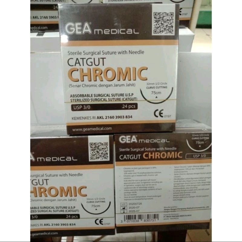 Benang Jahit Catgut Chromic 3.0 dan 2.0 dengan Jarum