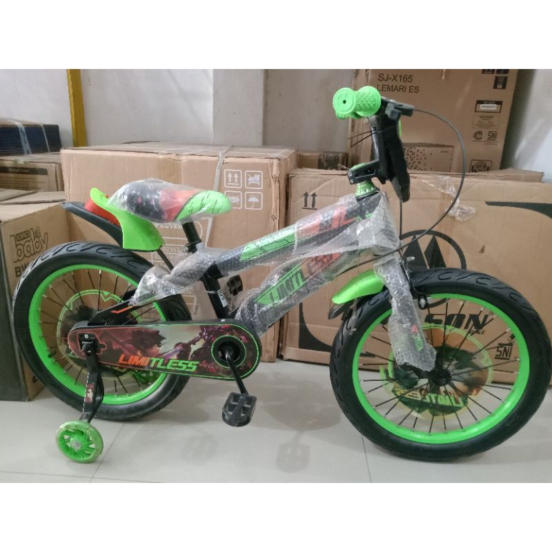 Sepeda Anak Sepeda BMX 18 inch LIMITLESS ( BAN JUMBO ) ( HIJAU / GREEN )