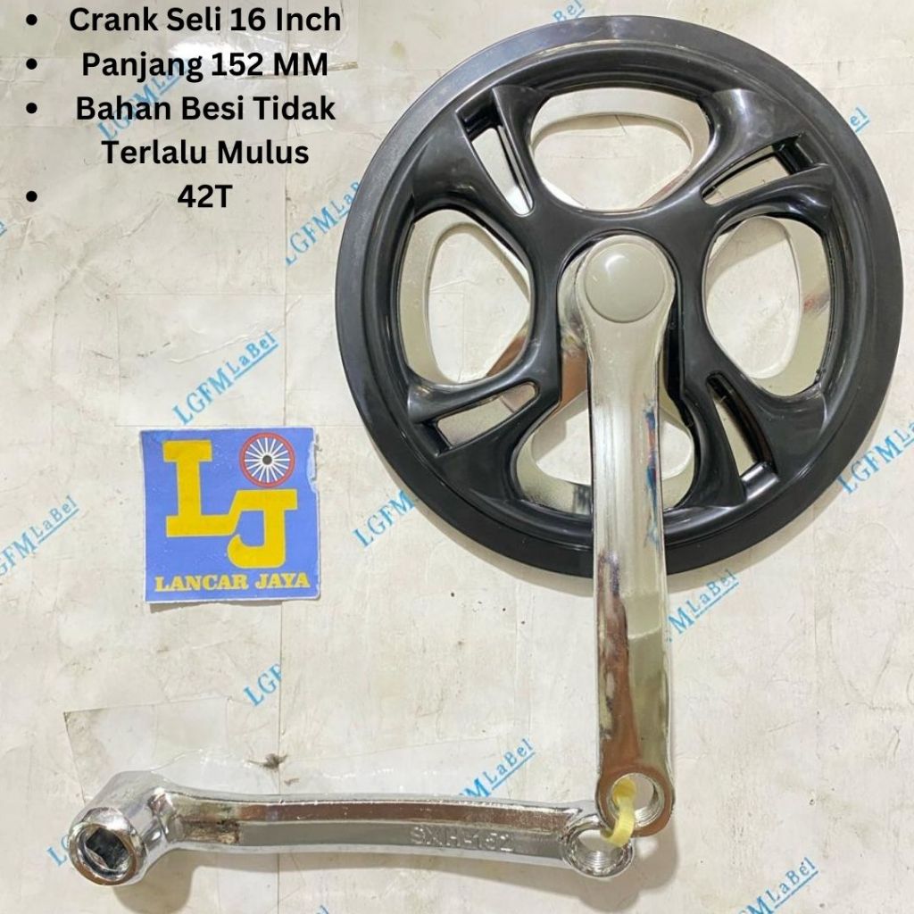 Gir Depan/Crank Sepeda Seli/Lipat 16" BESI Krum 42T 152MM Merk Polos