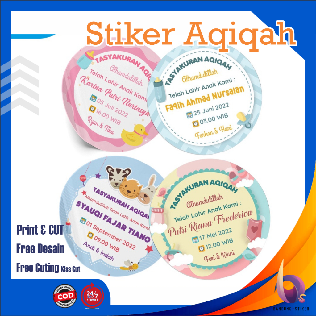 

Bandung Stiker - Print Sticker Tasyakuran Aqiqah Costum Cromo A3 Free Cutting & Desain