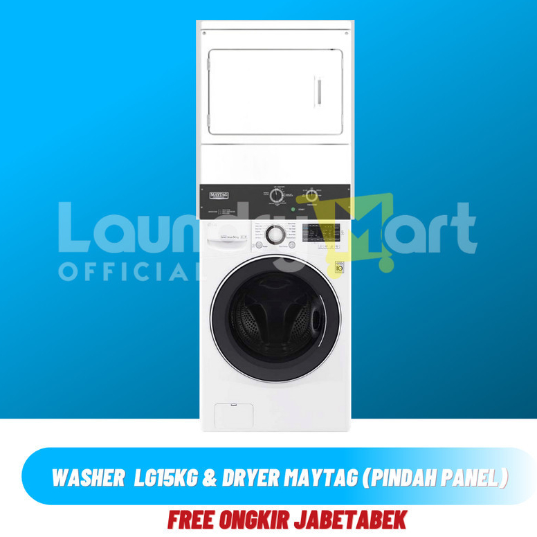 PAKET MESIN CUCI LG 15KG+DRYER MAYTAG STACK
