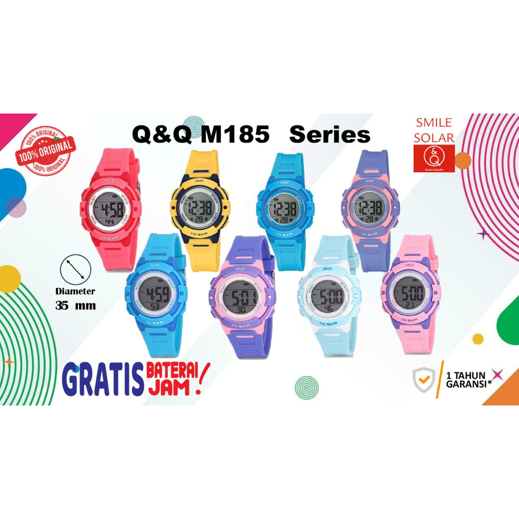 Jam Tangan Anak Casual Sporty Digital Original Q&Q QNQ QQ M185 M185J Series
