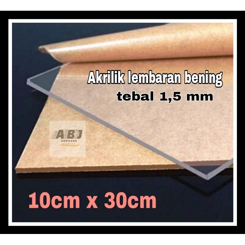 Akrilik/Akrilik bening 1,5mm ukuran 10x30