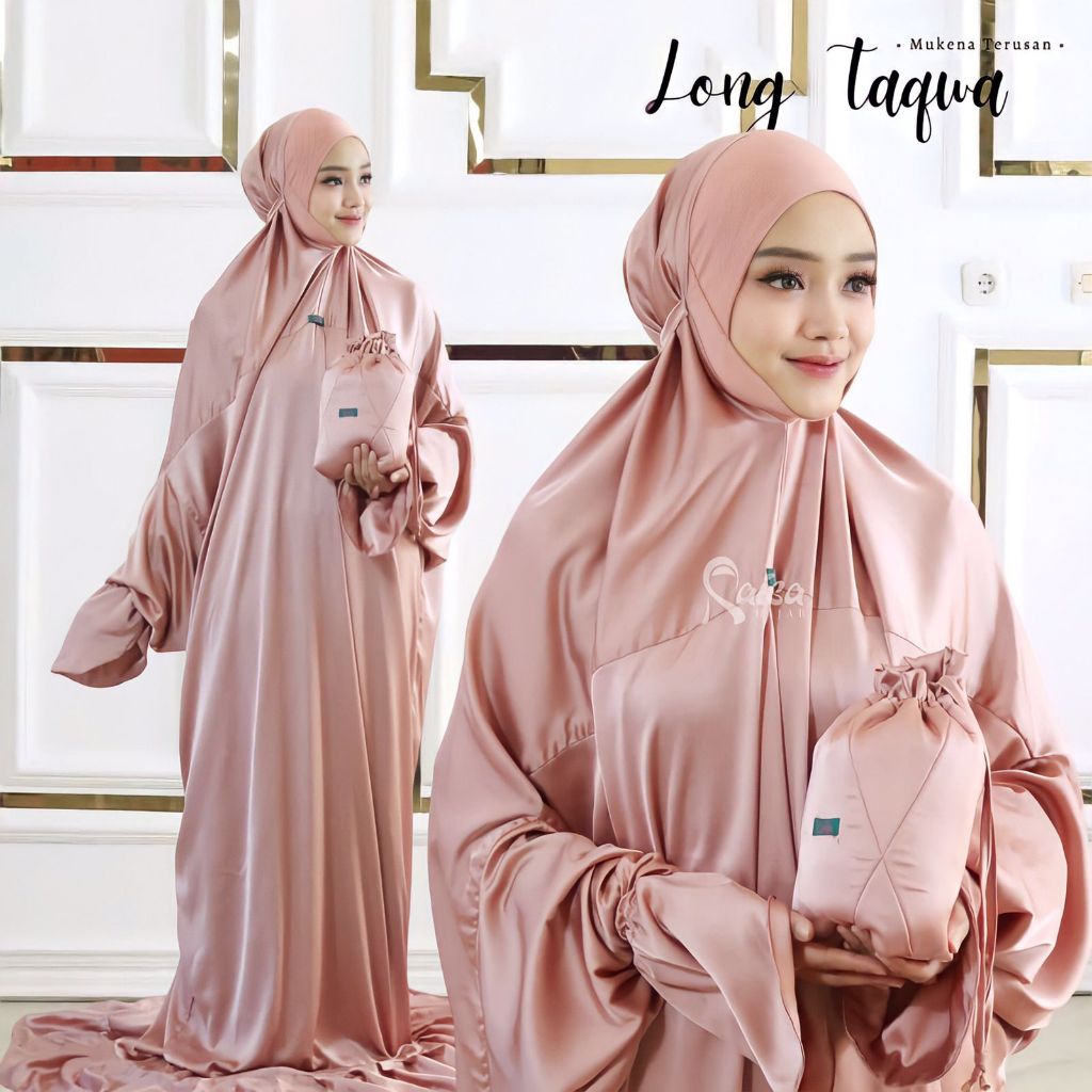 Mukena Terusan Menutup Dagu Long Taqwa Silk Premium Original Raisa