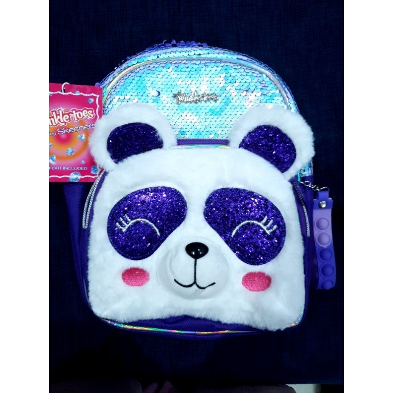tas anak perempuan skechers twinkle toes plush panda mini backpack