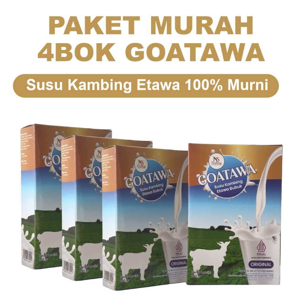 

Paket 4 Bok GOATAWA Susu Kambing Etawa Bubuk 1 box 200gr BPOM