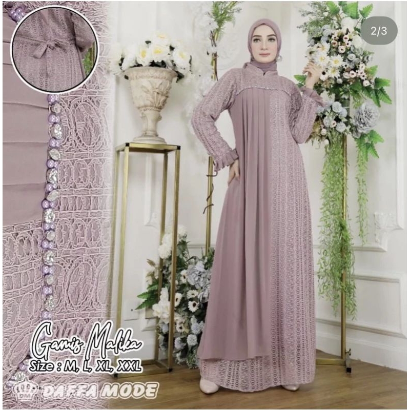 DRESS PESTA MEWAH - GAMIS DRESS MALIKA PAYET - GAMIS BROKAT MALIKA - GAMIS WANITA MUSLIM - DRESS MUS