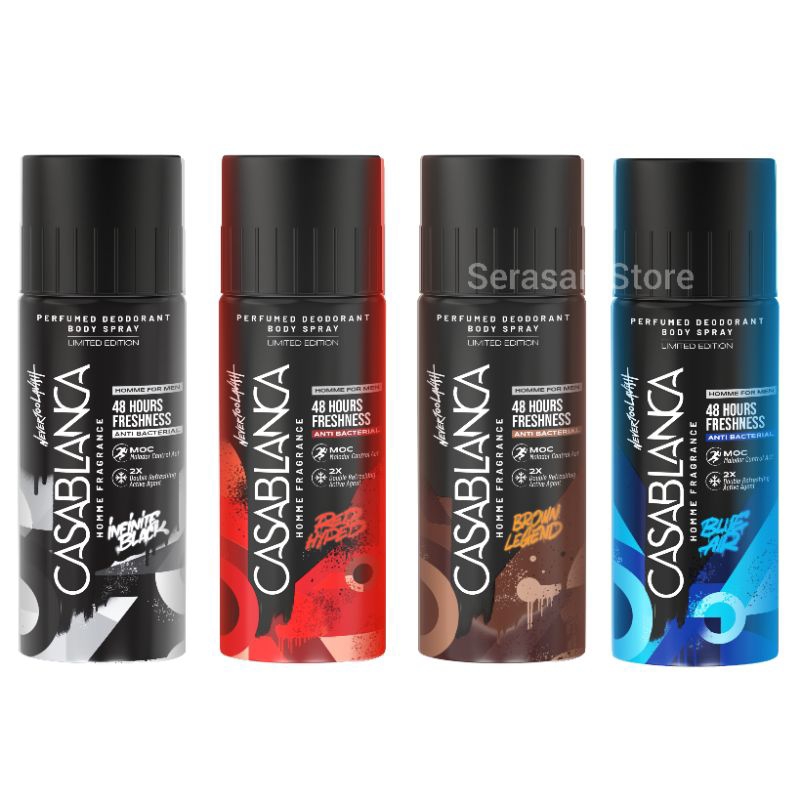 Casablanca Perfumed Deodorant Body Spray Infinite Black Red Hyped Brown Legend Blue Air 150ml | Parf