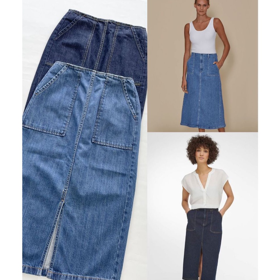 FREE ONGKIR GU Denim Skirt Slit