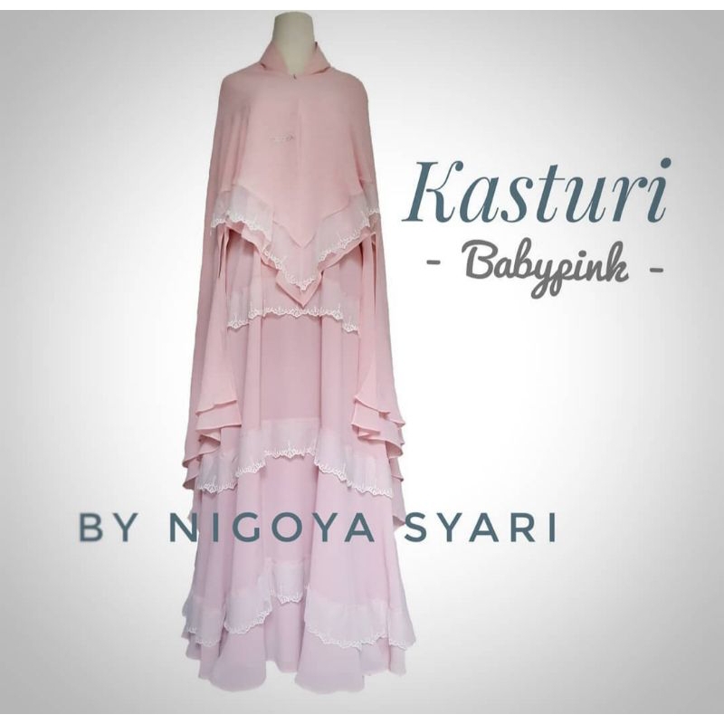 set gamis dress baby pink by nigoya syari