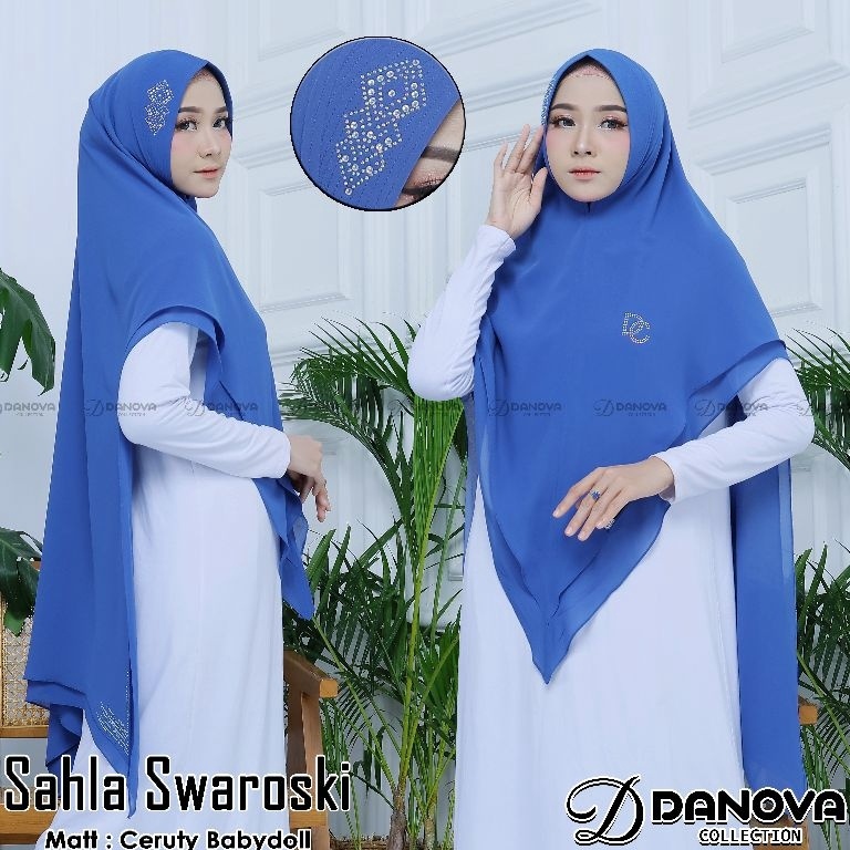 MURAH LEBAY Khimar Payet Swaroski Mewah Ceruty Syari Jumbo 2 Layer Sahla Terbaru By Danova collectio