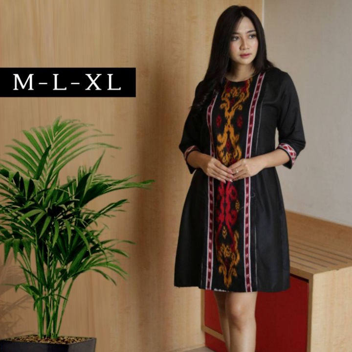 KODE 77 DRES DRESS WANITA POLOS SONGKET KONDANGAN GEREJA BATIK KOMBINASI  EME Store