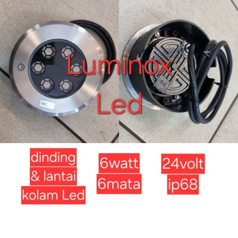 lampu lantai kolam led 24volt 6watt 6w 6mata / dinding underwater light 3 watt  3w 6led 24volt ip68