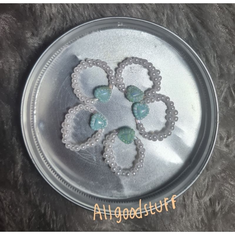 Cincin manik manik mutiara putih love