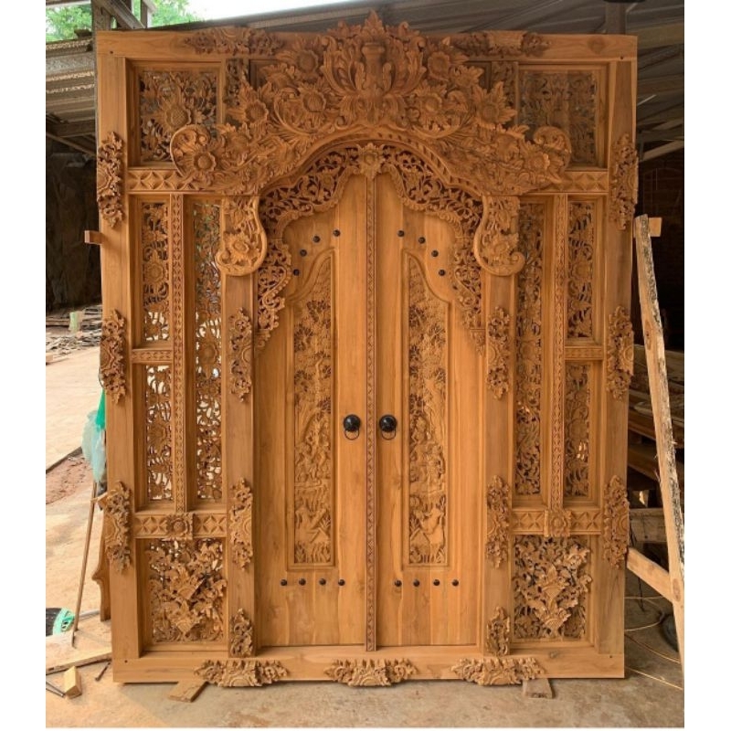 pintu ukir motif bali/style bali fuul jati