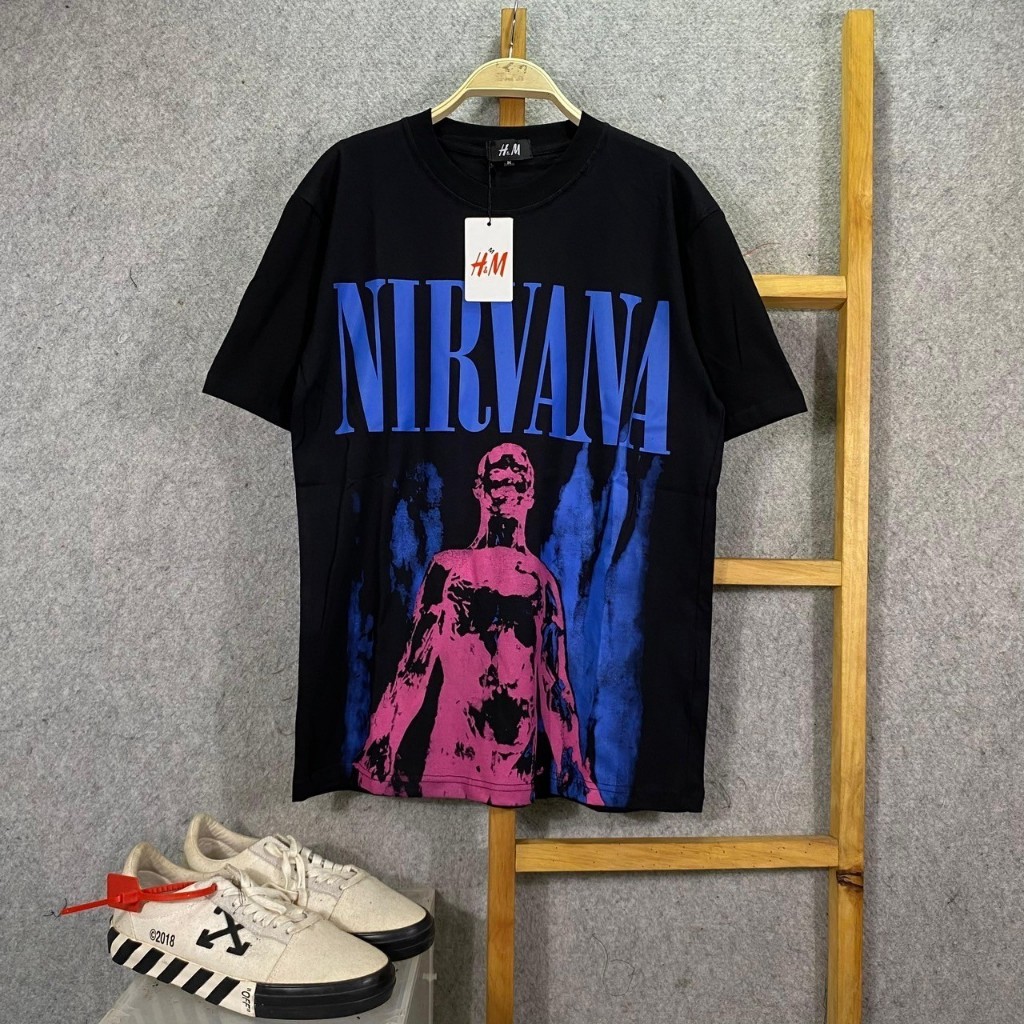 KAOS TSHIRT H&M NIRVANA SILVER BLACK