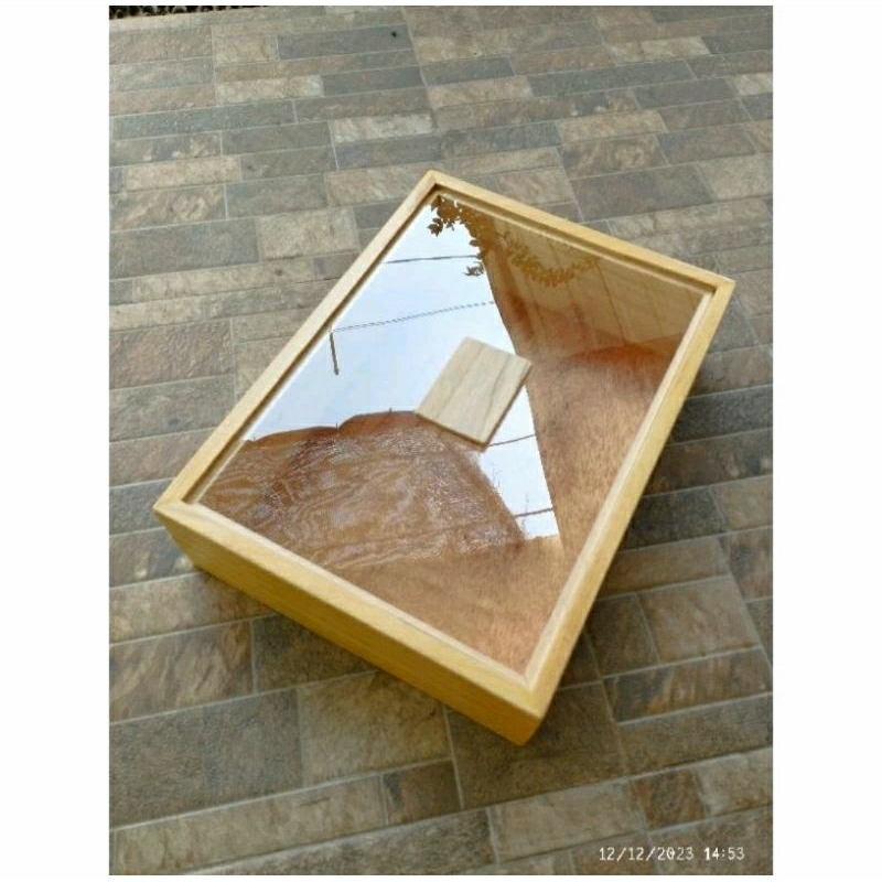 DISPLAY DONAT KAYU / WADAH DONAT KAYU TUTUP AKRILIK 4030 CM