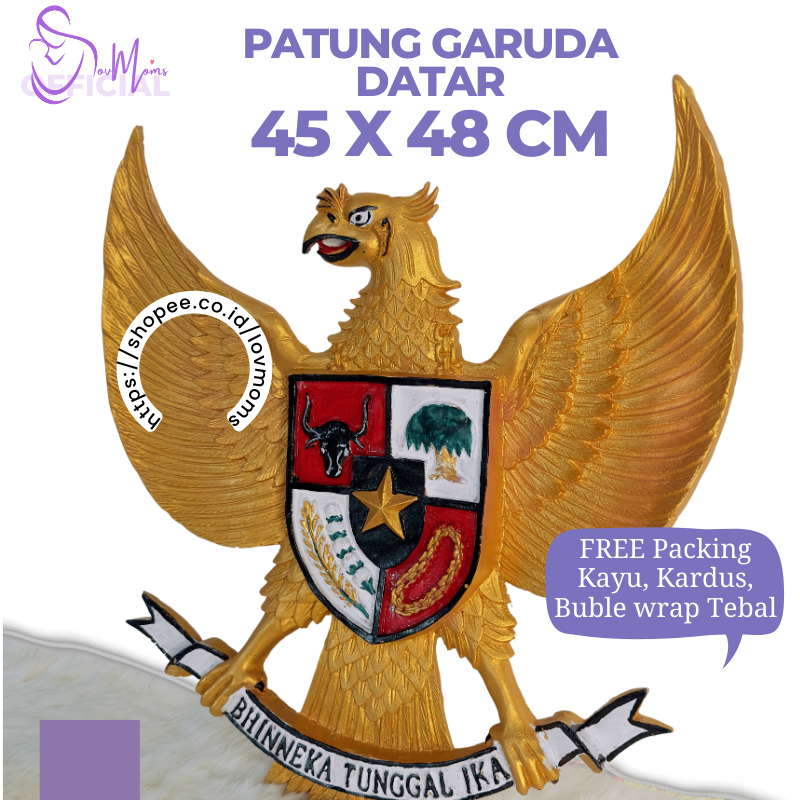 Patung Hiasan Pajangan Lambang Burung Garuda Pancasila Indonesia 45X48 DATAR 3D Tempel Gantung Dekor