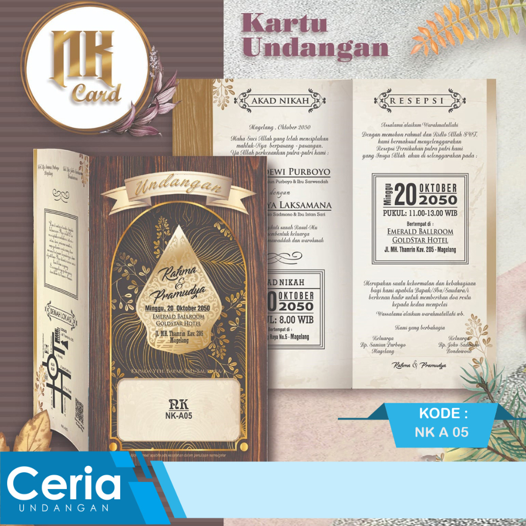 Blangko Kartu Undangan Pernikahan NK Card Seri NK A 05 Harga Termurah
