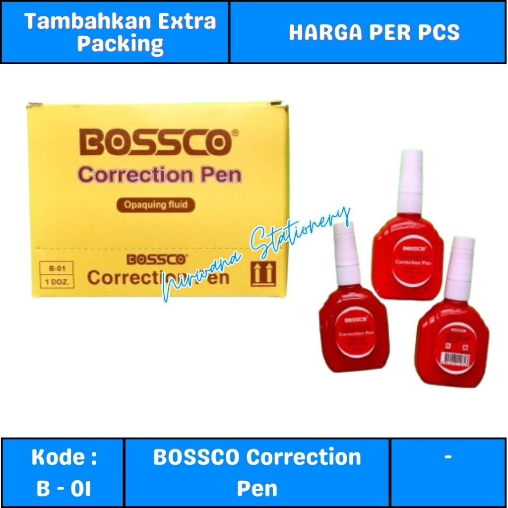 

Bossco Correction Pen B-01 / Tip Ex Cair
