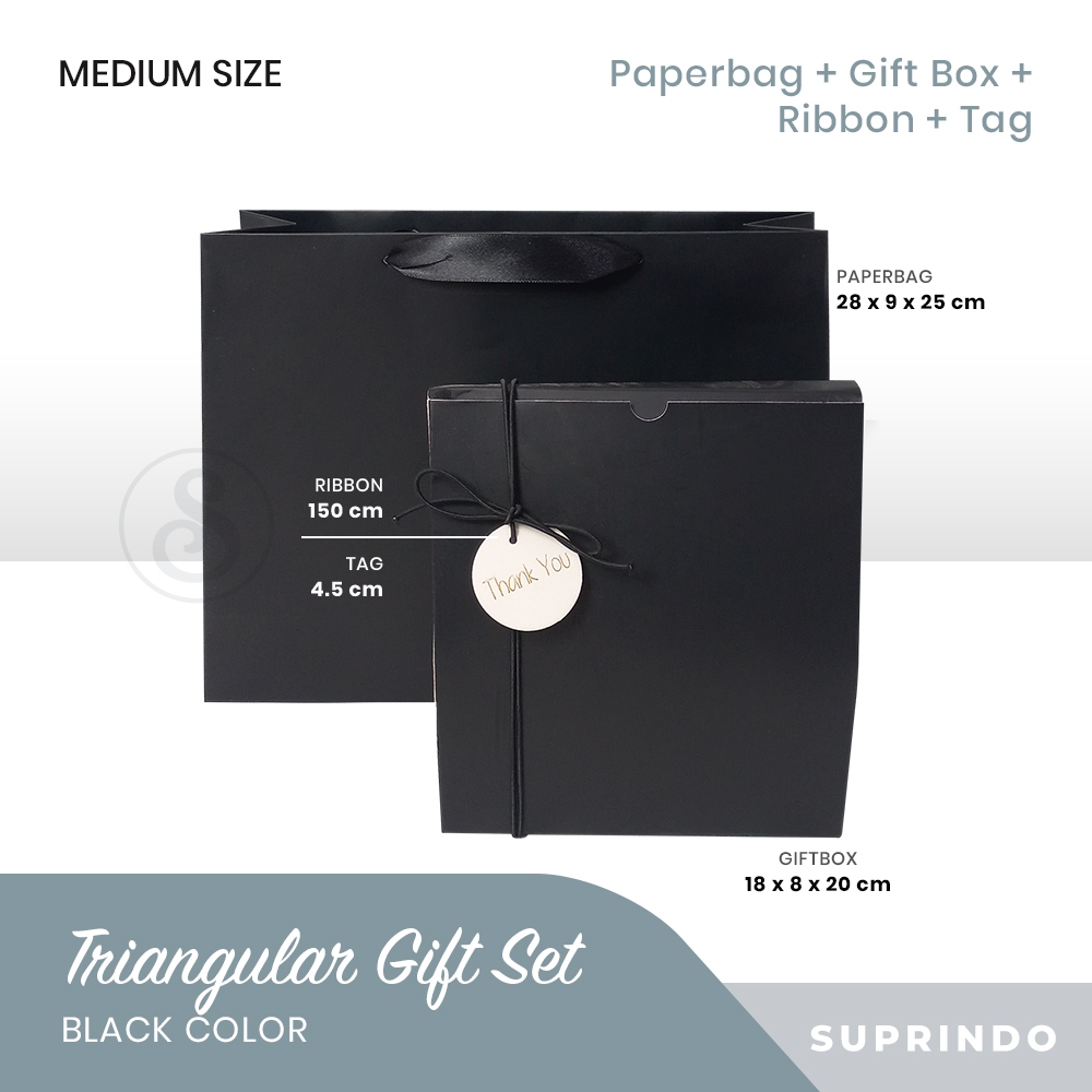 

Gift Set Paper Bag + Triangular + Tali + Tag (TRIANGULAR, HITAM)