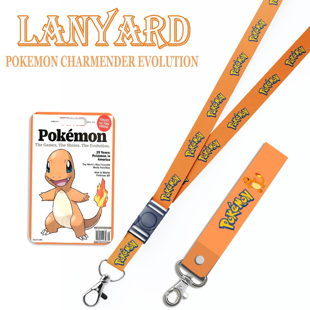 

STRAP LANYARD CARD HOLDER Pokemon Charmender Evolution ID Card Gantungan Kunci Handphone