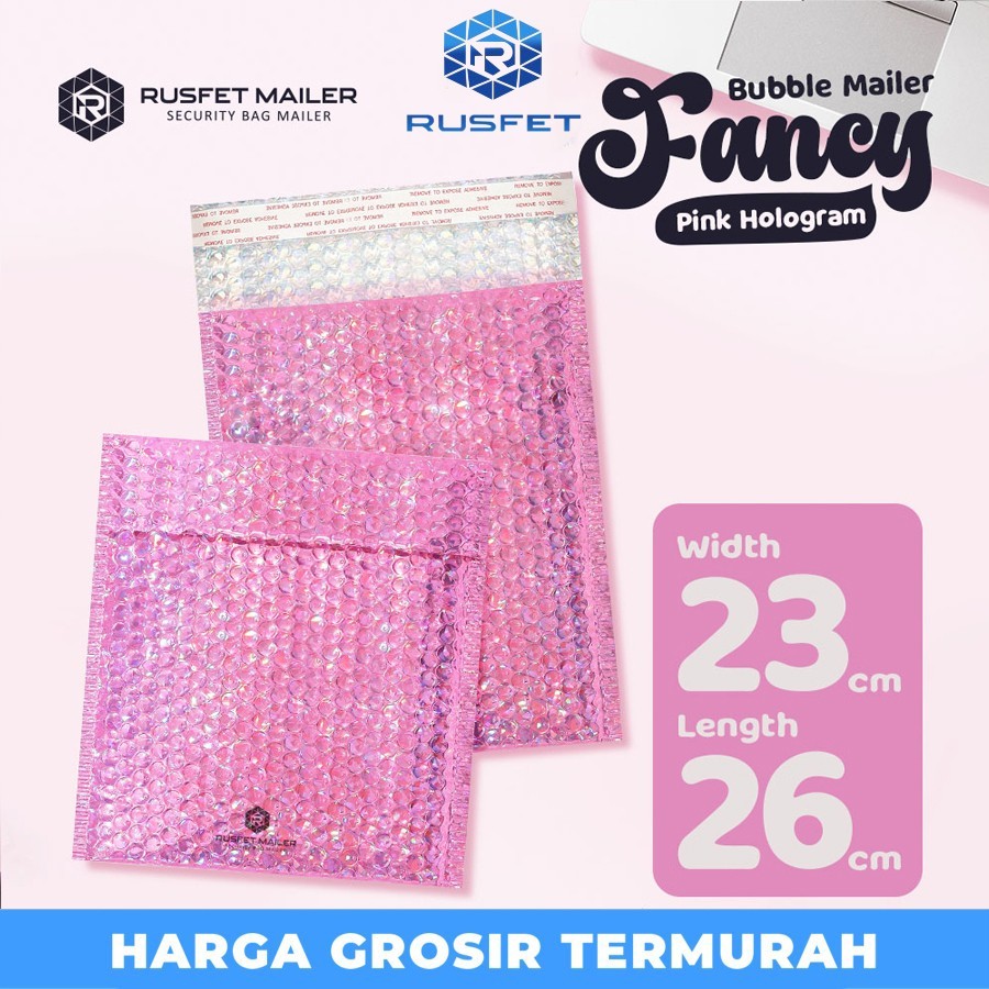 

AMPLOP BUBBLE MURAH|BUBBLE PACKING|BUBBLE MAILER PINK HOLOGRAM 23x26