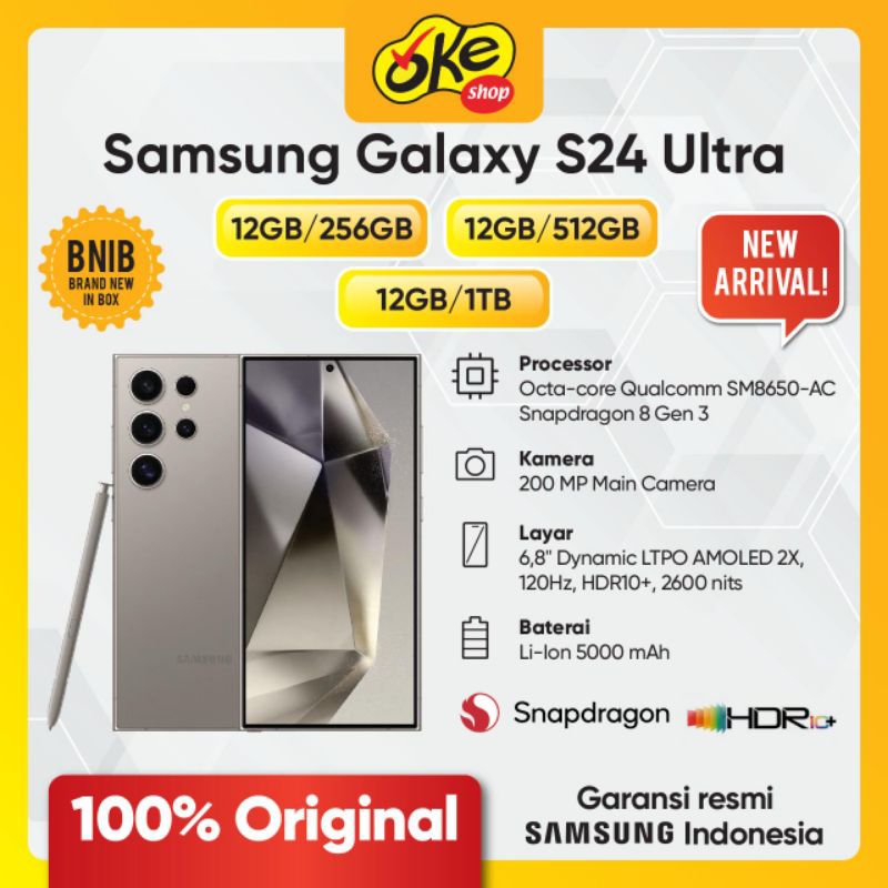 Samsung Galaxy S24 Ultra 5G 256GB/512GB Garansi Resmi SEIN