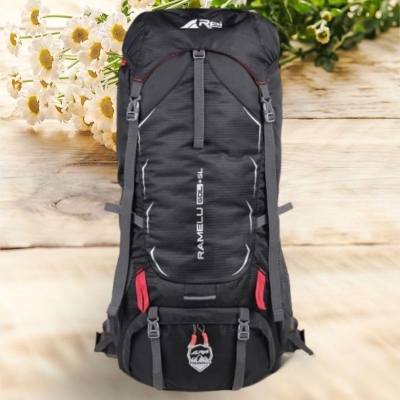 60L+5L Original carier tas ransel tas gunung rei ramelu free rain cover mantap