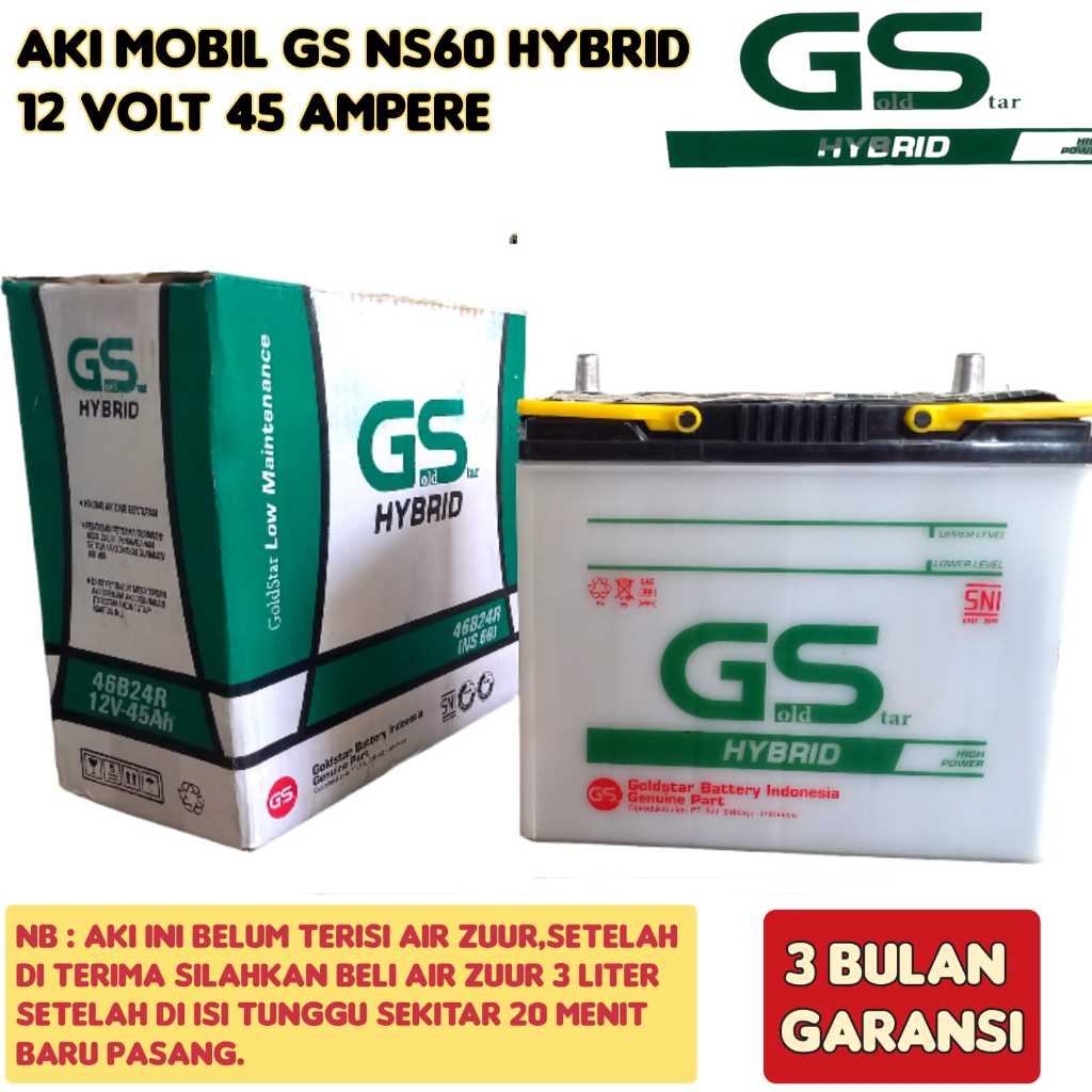 Aki Mobil Avanza/Terios/Rush/Taruna/Xenia/Katana/Escudo/APV GS Gold shine NS60 Premium 45 Ampere