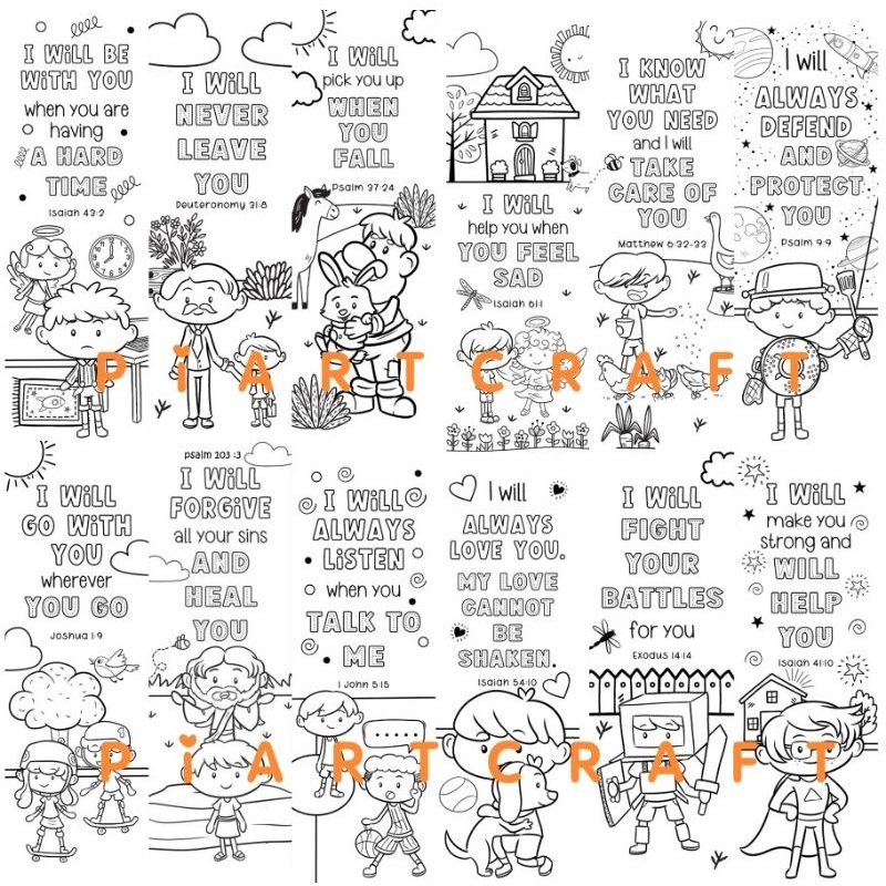 

Seri kreasi mewarni pembatas buku / Alkitab anak (isi 12 pcs) - souvenir sekolah minggu -Natal- Paskah