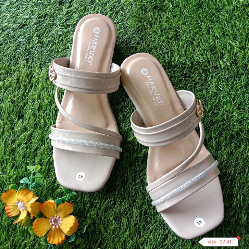 sandal heels kaca wanita