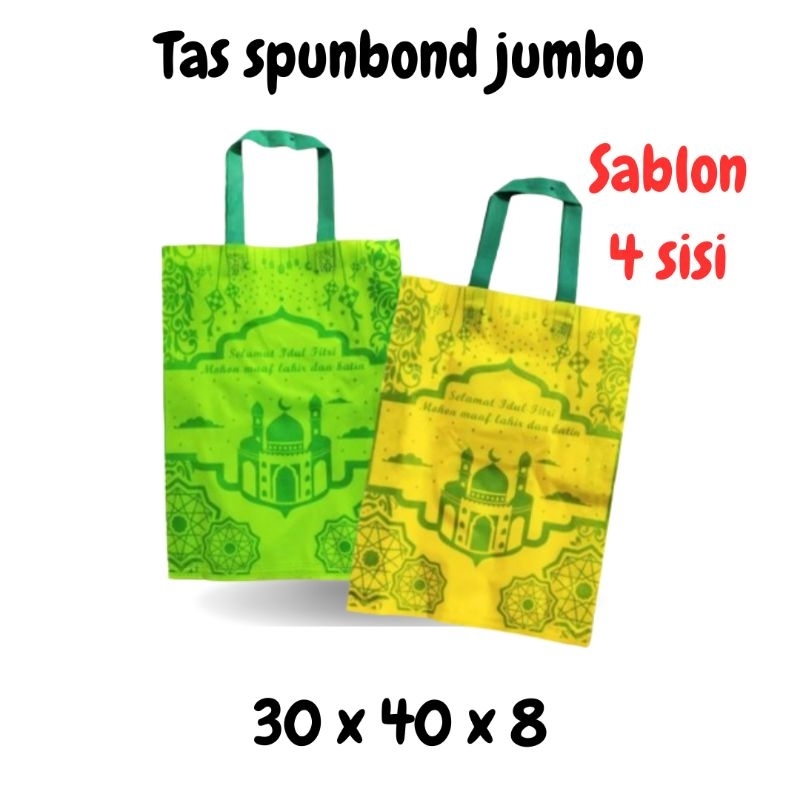 

(lusinan isi 12 pcs) tas spunbond murah 30 x 40 x 8 (sablon 4 sisi)/tas spunbond spesial lebaran 2024 murah/grosir goodie bag jumbo murah 70 Gsm