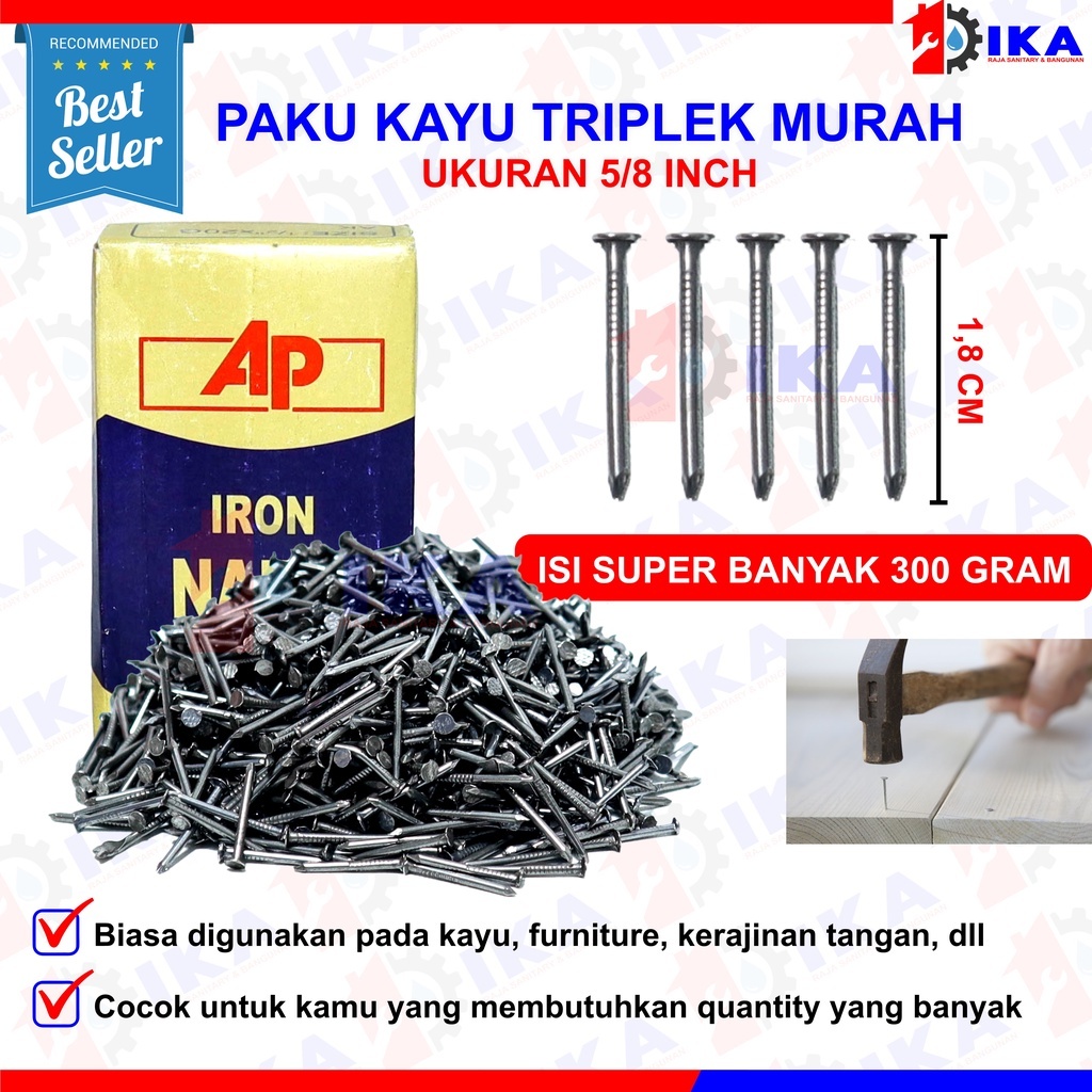 PAKU TRIPLEK 5/8" MERK POWER TRIPLEX JARUM KACA / IRON PANEL PINS