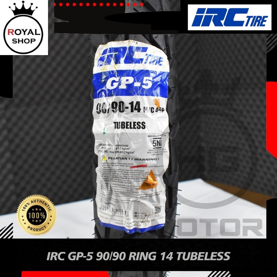 BAN IRC GP5 GP-5 GP 5 TUBELES 90/90-14 RING 14 IRC DUAL PURPOSE