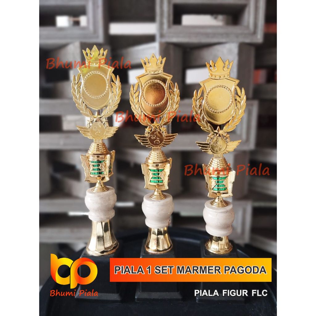 Piala Marmer / Piala Marmer Pagoda Hijau / Piala 1 Set Murah