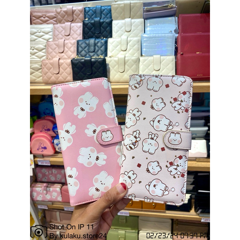 MINISO Ratora series long Wallet off-white & Pink / dompet panjang wanita / dompet anak / dompet lip