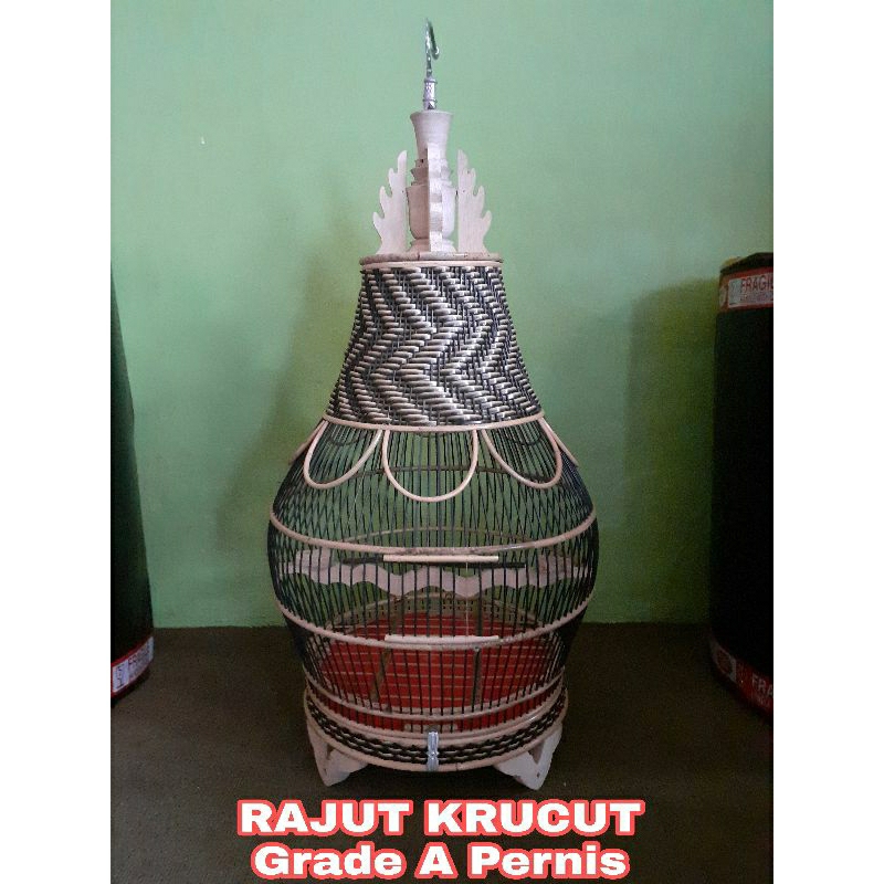SANGKAR PERKUTUT RAJUT PACKING KAYU