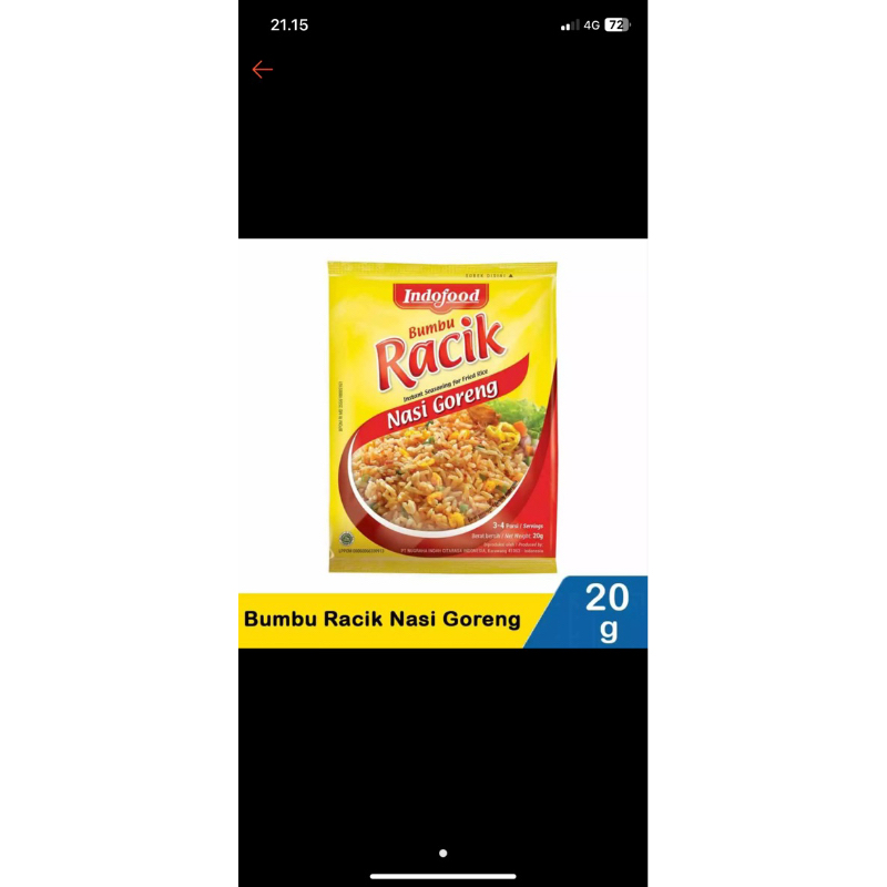 

Bumbu indofood Racik Nasi Goreng 20g
