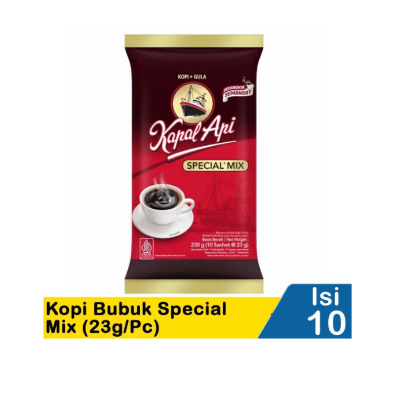 

Kapal Api kopi + Gula spesial mix 10s (23g/pcs)