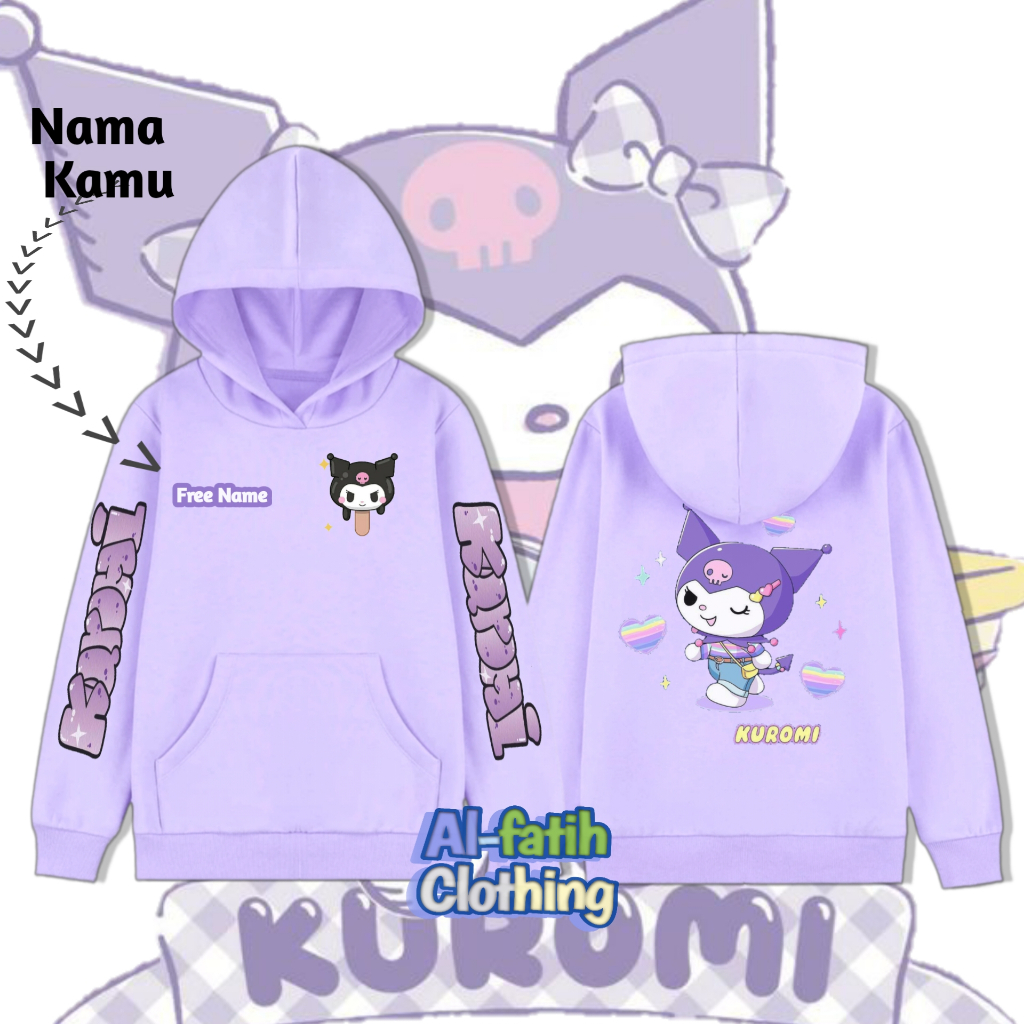 Hoodie  Anak Perempuan KUROMI / Jaket Hoodie KUROMI FREE NAMA