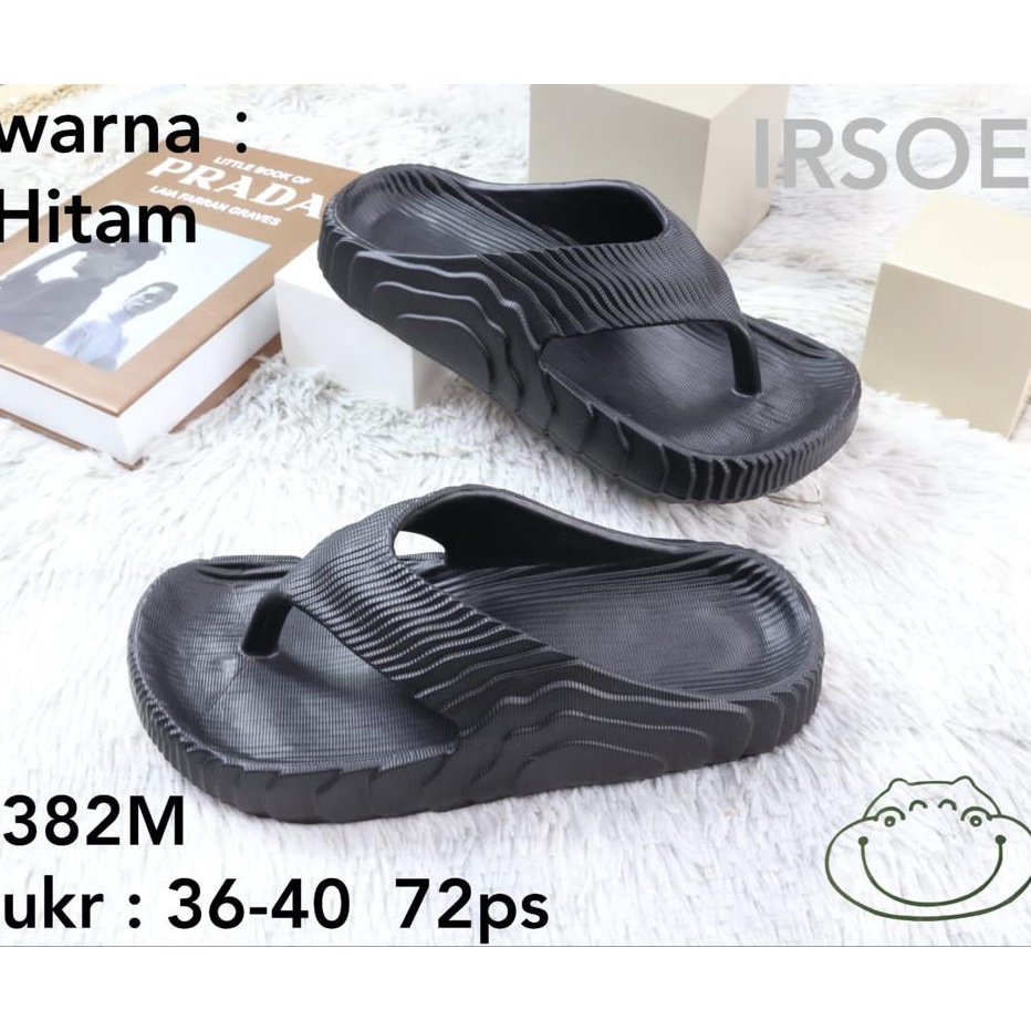 Baru IR382M Sandal Pria Jepit Remaja Dewasa Sandal Karet Polos Hitam Merek Irose Ukuran 364