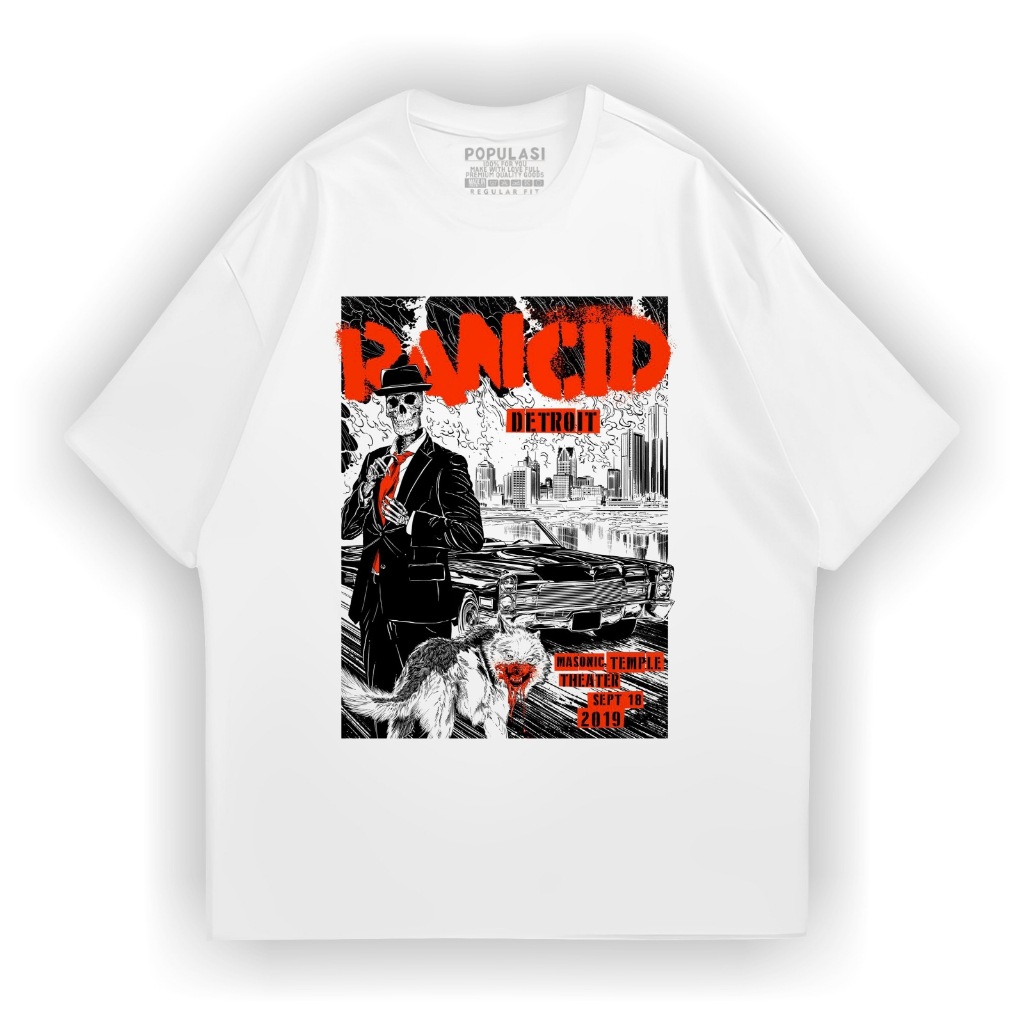 Cavenza Official T-shirt Vintage RANCID Lengan pendek Putih kaos distro unisex